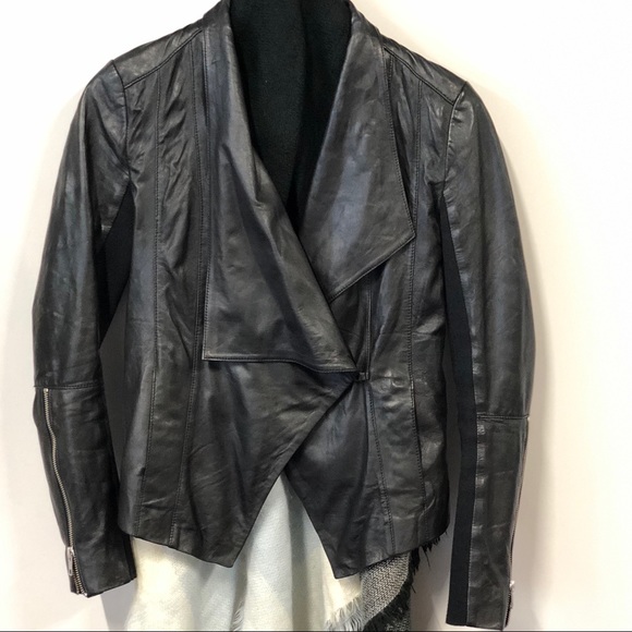 Trouvé Drape Collar Leather Jacket - Picture 3 of 5